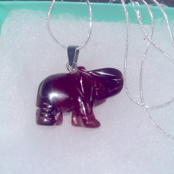 Hippie Boho Carnelian Agate Crystal Elephant Silver 24” Neck… - Picture 6 of 6